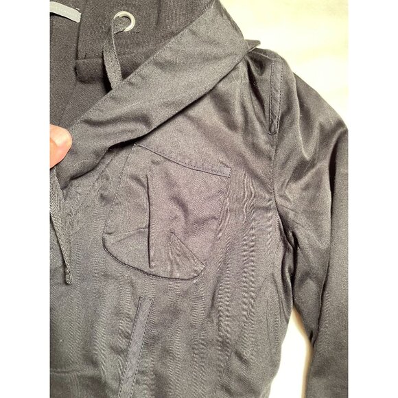 Armani Exchange Womens Black Hooded Jacket Button Details M Dolphin Hem Classic - Picture 8 of 11